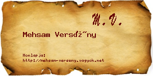 Mehsam Versény névjegykártya